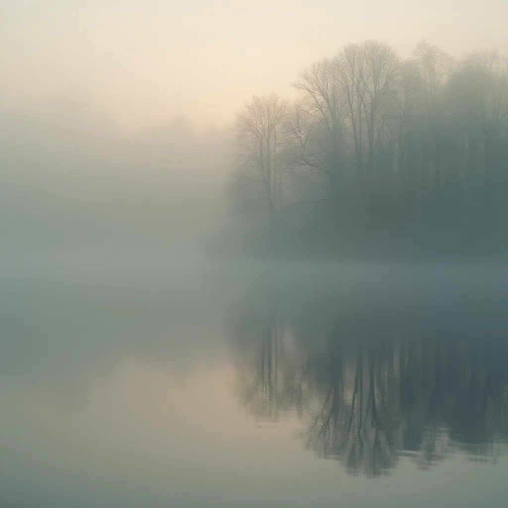 Klidné jezero v mlze